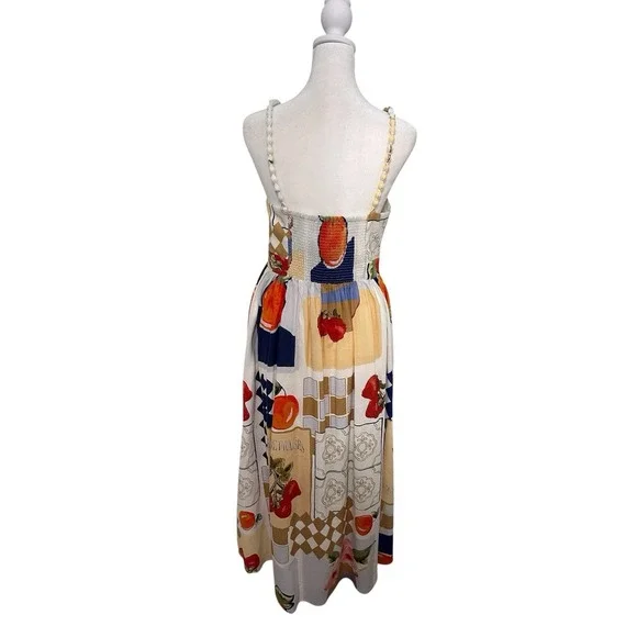 Tuckernucks CAROLINE CONSTAS Linen Blend French Themed Maxi Dress Vacation S NWT - Picture 4 of 9